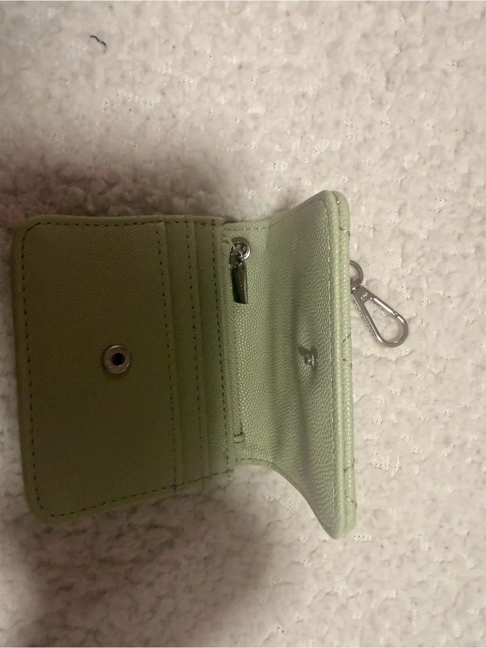 Steve Madden Quilted Mint Green Key & Card Holder with Chain